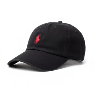 Polo Ralph Lauren Baseball Hat with Red Logo, Black