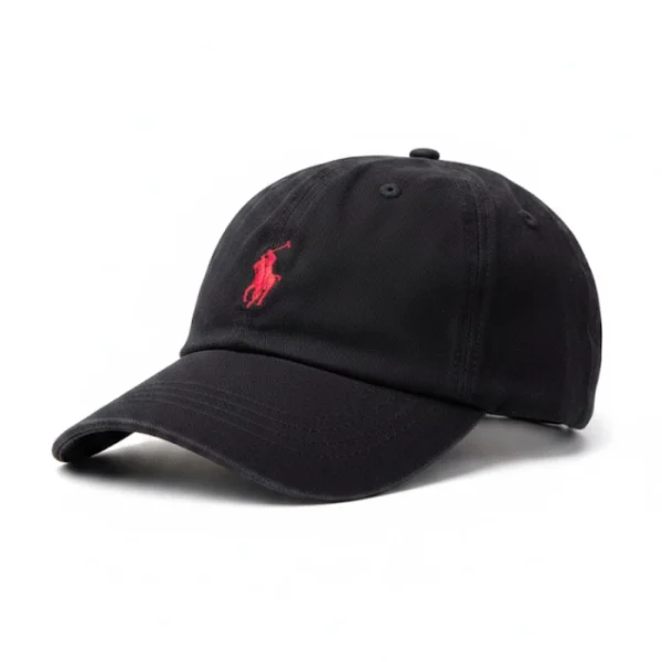 Polo Ralph Lauren Baseball Hat with Red Logo, Black