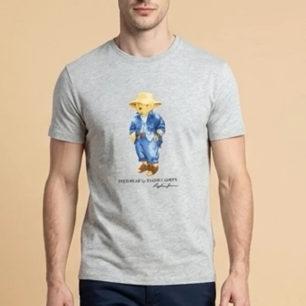 POLO Ralph Lauren Crew Neck T-Shirt -Gray Denim Bear