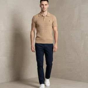 Ralph Lauran Cable Knit Short Selves Polo  Beige
