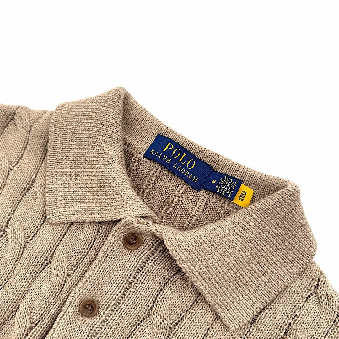 CABLE-KNIT POLO-COLLAR SHIRT